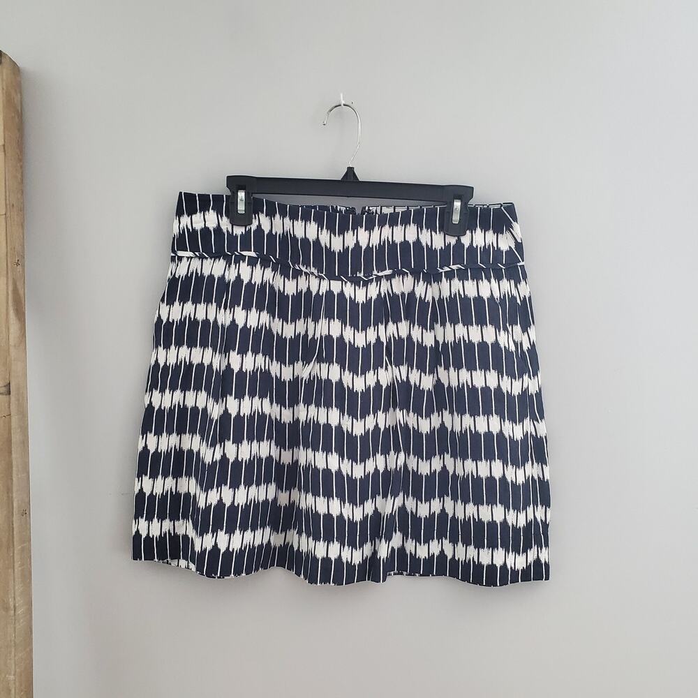 LOFT Blue & White Striped Linen Blend Aline Mini Skirt 12